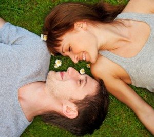 Young couple in love outdoors